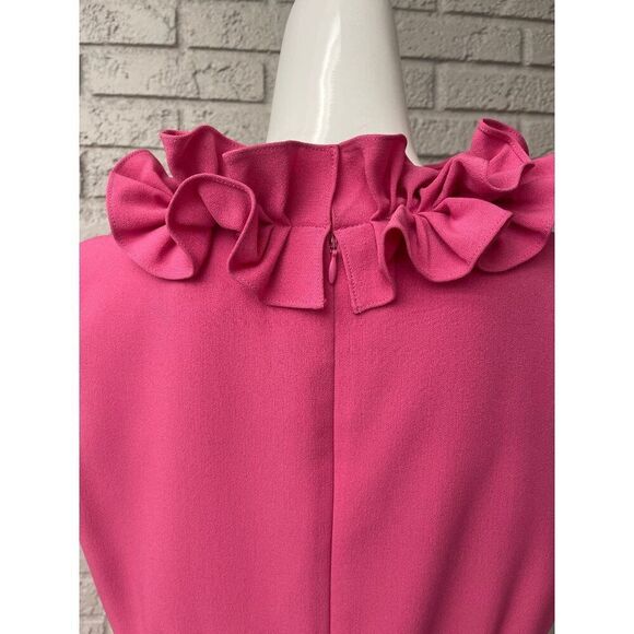 Kasper Women Sleeveless Pink Ruffle V Neckline Sheath Dress Size 8 - Picture 6 of 10